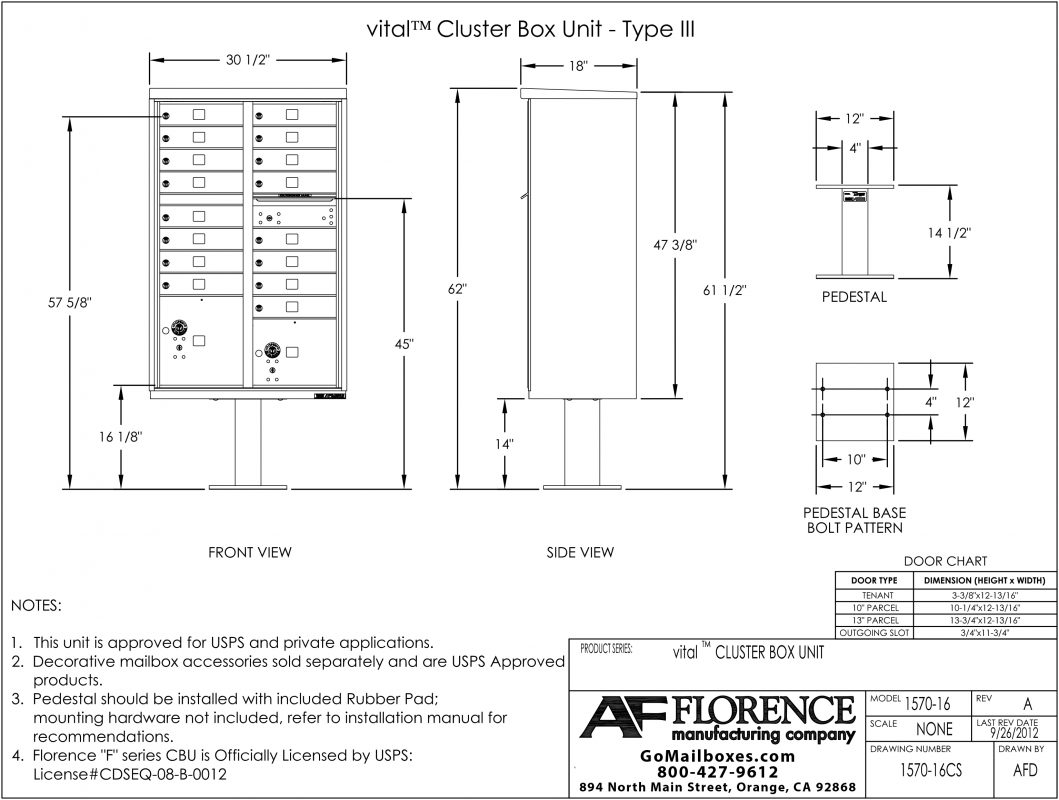 Florence-16-Door-CBU-Product-Dimensions