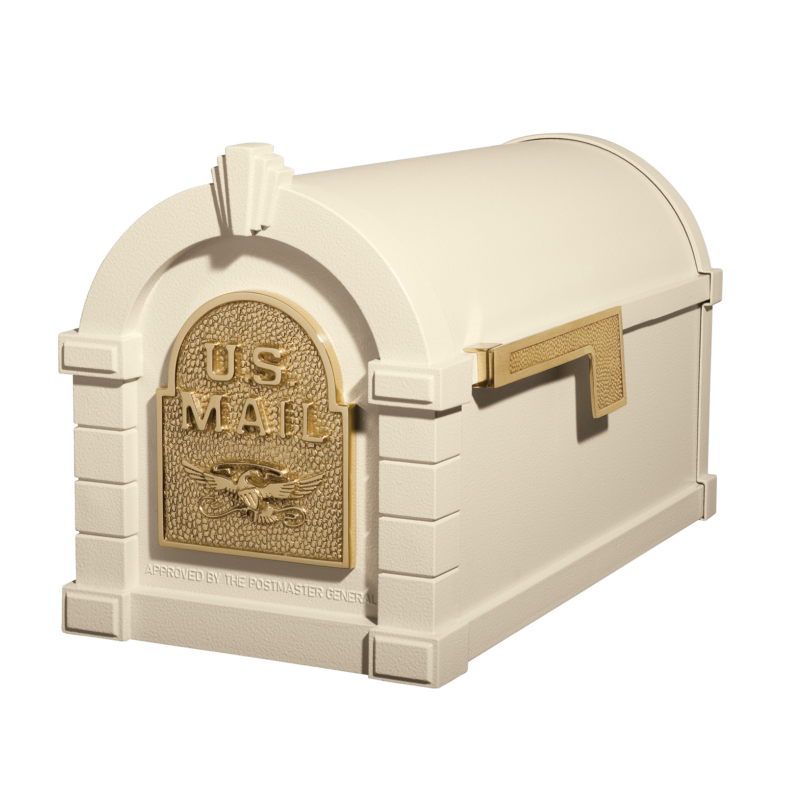 Gaines Eagle Keystone Mailboxes - Almond with Polished Brass