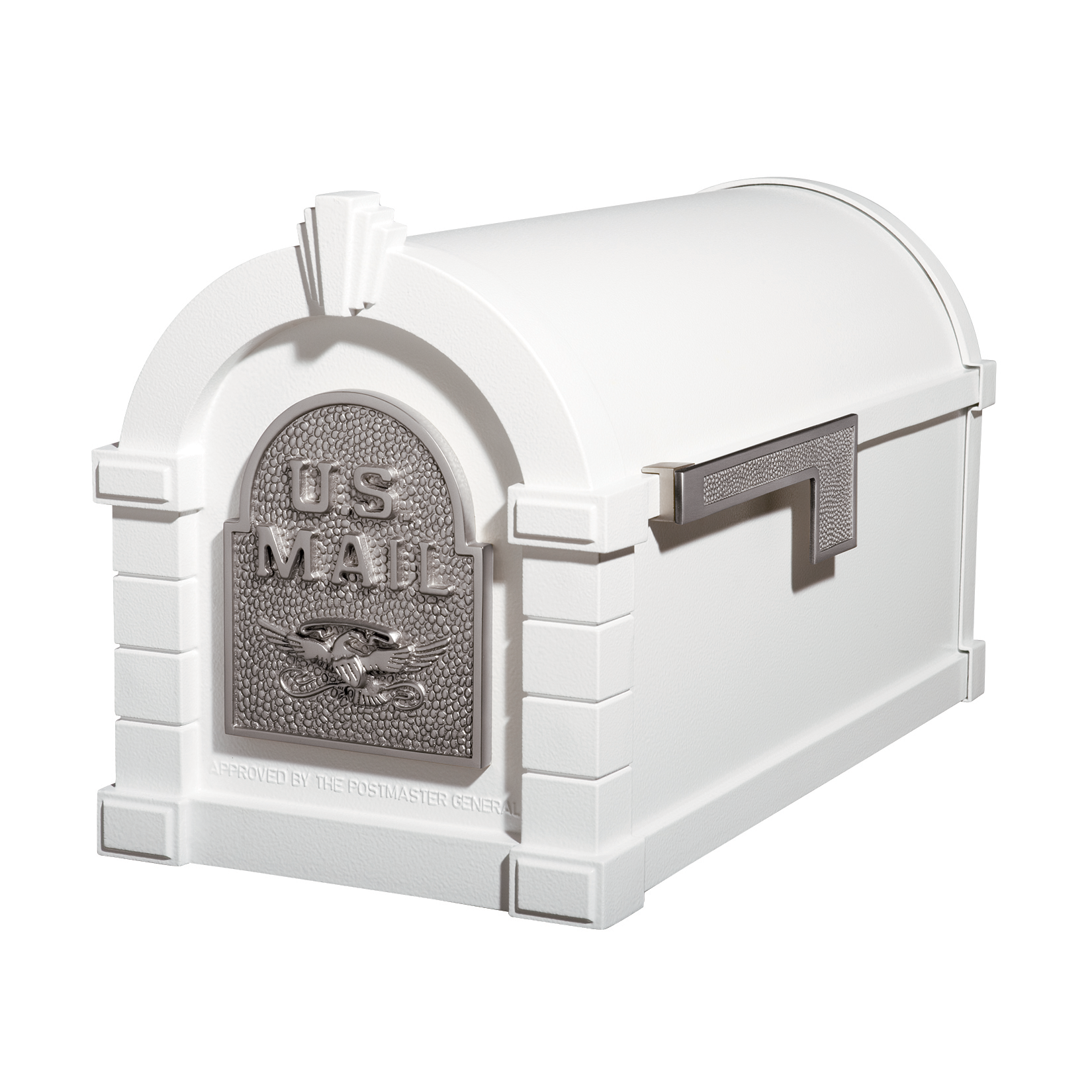Gaines Eagle Keystone Mailboxes<br />White with Satin Nickel