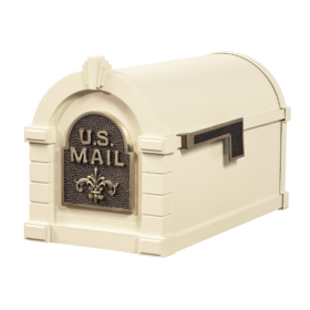 Gaines Fleur De Lis Keystone Mailboxes - Almond with Antique Bronze