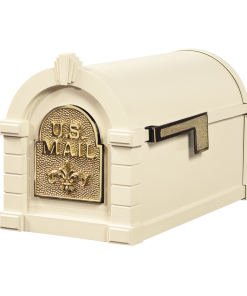 Gaines Fleur De Lis Keystone MailboxesAlmond with Polished Brass