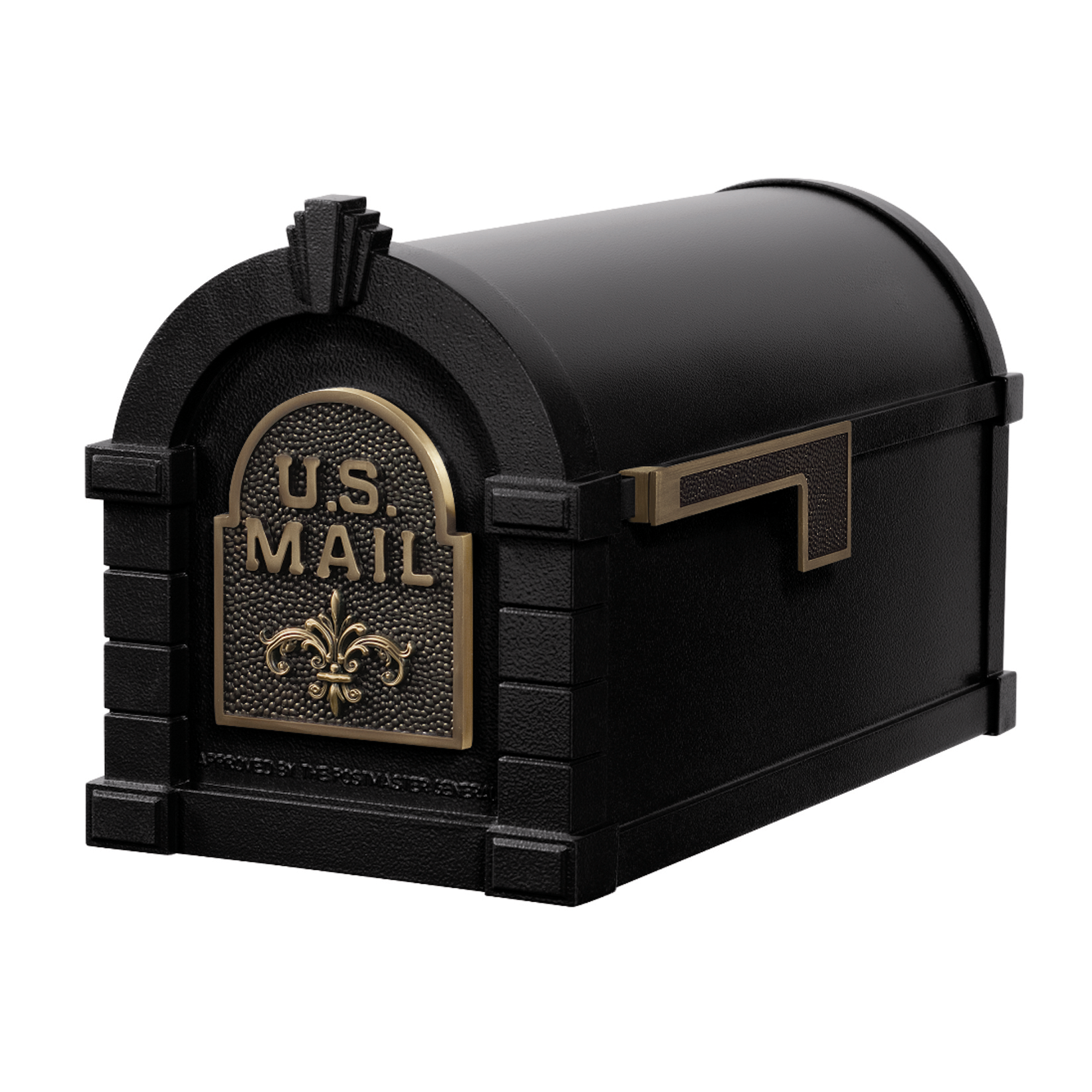 Gaines Fleur De Lis Keystone Mailboxes<br />Black with Antique Bronze