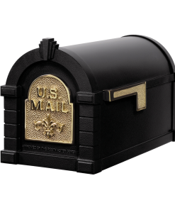 Gaines Fleur De Lis Keystone MailboxesBlack with Polished Brass