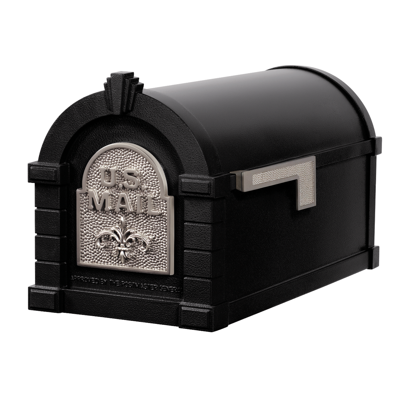 Gaines Fleur De Lis Keystone Mailboxes - Black with Satin Nickel