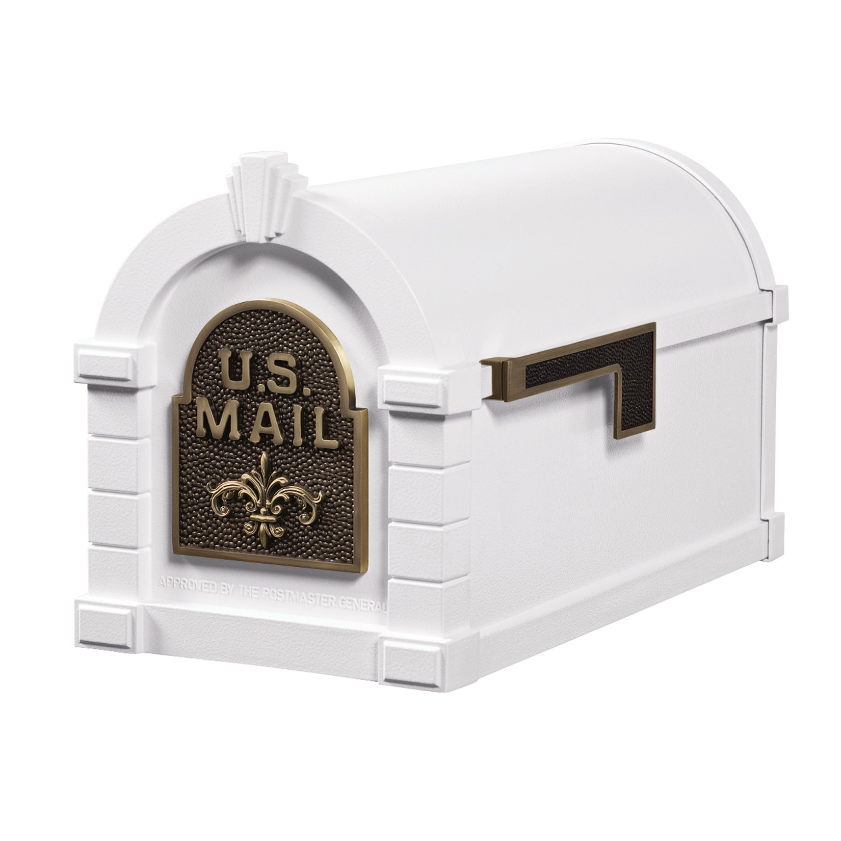 Gaines Fleur De Lis Keystone Mailboxes<br />White with Antique Bronze