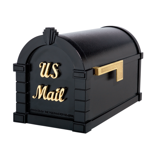 Gaines Signature Keystone Mailboxes<br />Black with Polished Brass