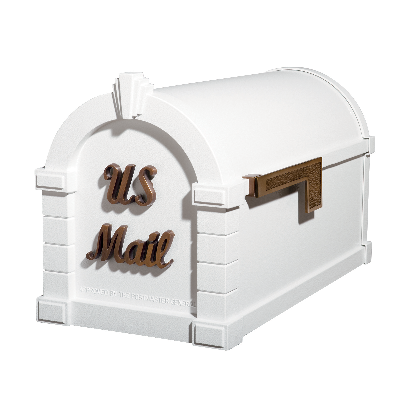 Gaines Signature Keystone Mailboxes - White with Antique Bronze
