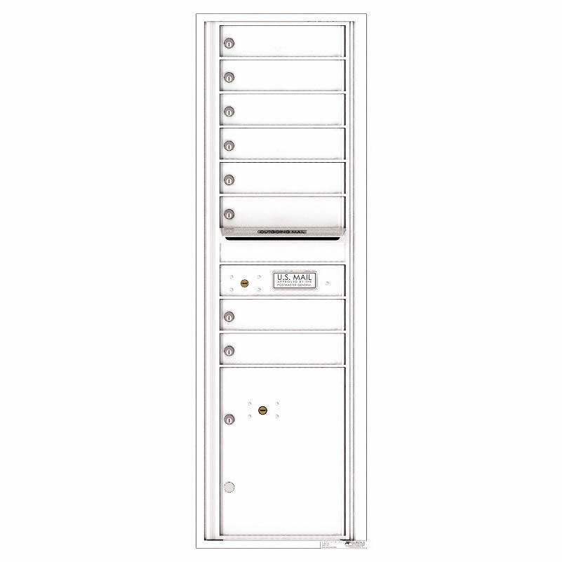 Florence Versatile Front Loading 4C Commercial Mailbox with 8 tenant Doors and 1 Parcel Locker 4C15S-08 White