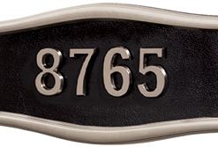 Address Plaque with Black Background and Satin Nickel Frame and Numbers