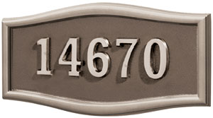 Address Plaque with Bronze Background with Satin Nichel Frame and Numbers