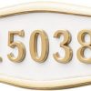 Address Plaque with White Background Poliched Brass Frame and Numbers