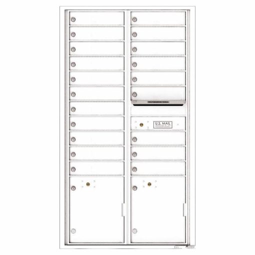Florence Versatile Front Loading 4C Commercial Mailbox with 20 Tenant Compartments and 2 Parcel Lockers 4C16D-20 White