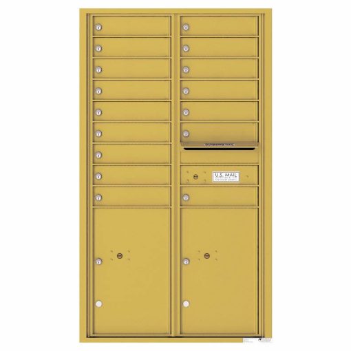 Florence Versatile Front Loading 4C Commercial Mailbox 16 Tenant Compartments with 2 Parcel Lockers Gold Speck