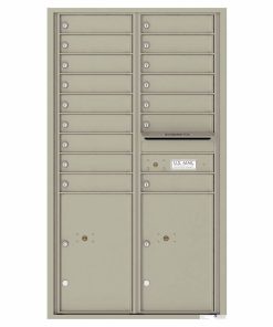 Florence Versatile Front Loading 4C Commercial Mailbox 16 Tenant Compartments with 2 Parcel Lockers Postal Grey