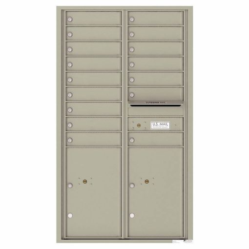 Florence Versatile Front Loading 4C Commercial Mailbox 16 Tenant Compartments with 2 Parcel Lockers Postal Grey
