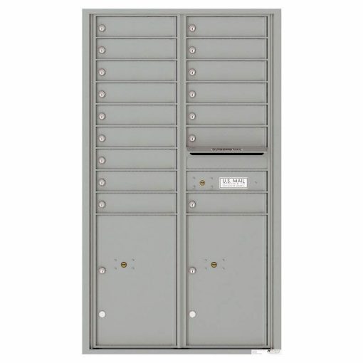 Florence Versatile Front Loading 4C Commercial Mailbox 16 Tenant Compartments with 2 Parcel Lockers Silver Speck