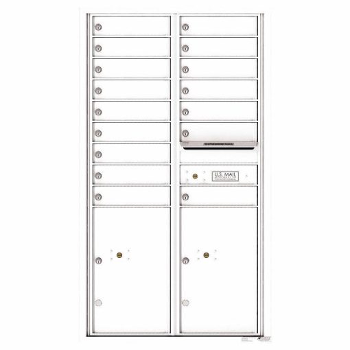 Florence Versatile Front Loading 4C Commercial Mailbox 16 Tenant Compartments with 2 Parcel Lockers White