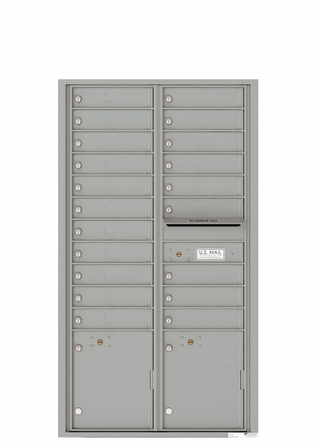 Florence Versatile Front Loading 4C Commercial Mailbox 20 Tenant Compartments with 2 Parcel Lockers 4C16D-20 Silver Spec