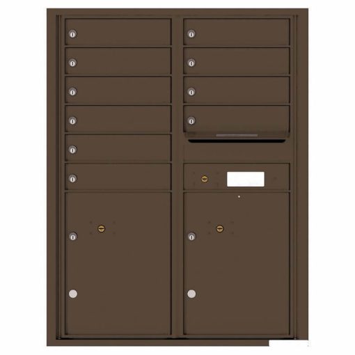 Florence Versatile Front Loading 4C Commercial Mailbox with 10 Tenant Compartments and 2 Parcel Lockers 4C11D-10 Antique Bronze