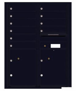 Florence Versatile Front Loading 4C Commercial Mailbox with 10 Tenant Compartments and 2 Parcel Lockers 4C11D-10 Black