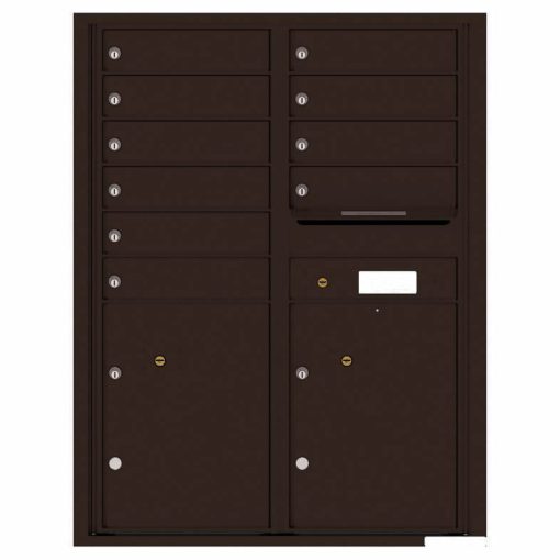 Florence Versatile Front Loading 4C Commercial Mailbox with 10 Tenant Compartments and 2 Parcel Lockers 4C11D-10 Dark Bronze
