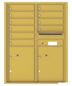 Florence Versatile Front Loading 4C Commercial Mailbox with 10 Tenant Compartments and 2 Parcel Lockers 4C11D-10 Gold Speck