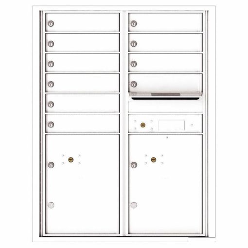 Florence Versatile Front Loading 4C Commercial Mailbox with 10 Tenant Compartments and 2 Parcel Lockers 4C11D-10 White