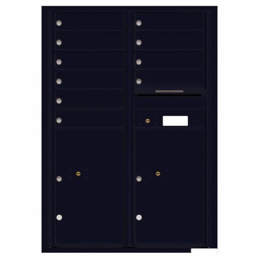 Florence Versatile Front Loading 4C Commercial Mailbox with 10 Tenant Compartments and 2 Parcel Lockers 4C12D-10 Black