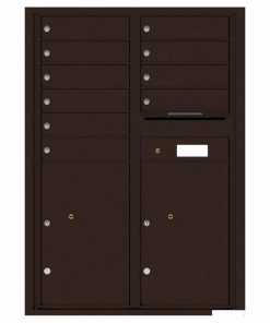 Florence Versatile Front Loading 4C Commercial Mailbox with 10 Tenant Compartments and 2 Parcel Lockers 4C12D-10 Dark Bronze