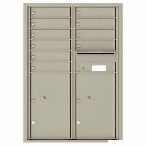 Florence Versatile Front Loading 4C Commercial Mailbox with 10 Tenant Compartments and 2 Parcel Lockers 4C12D-10 Postal Grey
