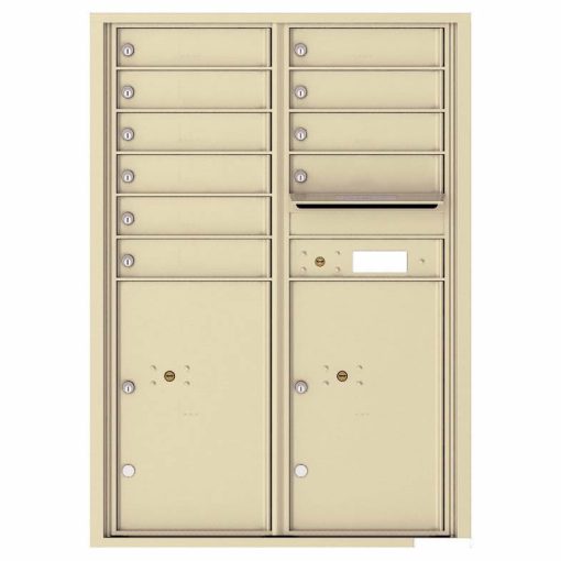 Florence Versatile Front Loading 4C Commercial Mailbox with 10 Tenant Compartments and 2 Parcel Lockers 4C12D-10 Sandstone