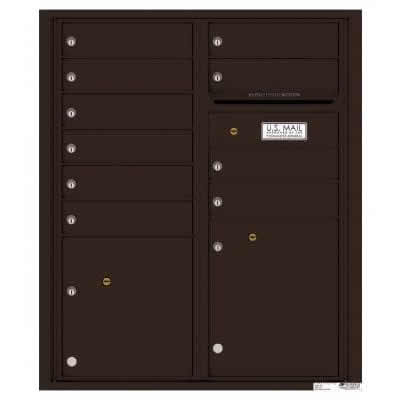 Florence Versatile Front Loading 4C Commercial Mailbox with 10 tenant Doors and 2 Parcel Lockers 4CADD-10 Dark Bronze