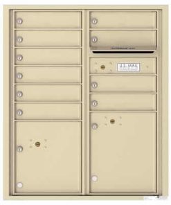 Florence Versatile Front Loading 4C Commercial Mailbox with 10 tenant Doors and 2 Parcel Lockers 4CADD-10 Sandstone