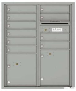 Florence Versatile Front Loading 4C Commercial Mailbox with 10 tenant Doors and 2 Parcel Lockers 4CADD-10 Silver Speck
