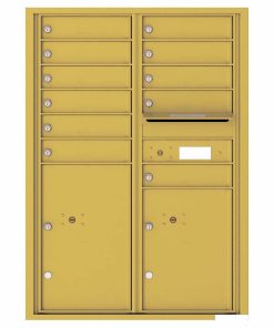 Florence Versatile Front Loading 4C Commercial Mailbox with 11 Tenant Compartments and 2 Parcel Lockers 4C12D-11 Gold Speck
