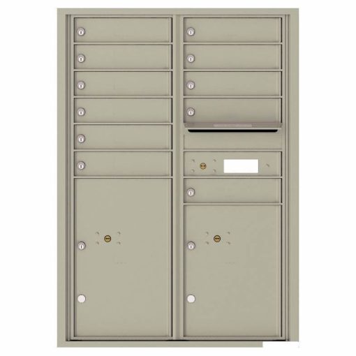 Florence Versatile Front Loading 4C Commercial Mailbox with 11 Tenant Compartments and 2 Parcel Lockers 4C12D-11 Postal Grey