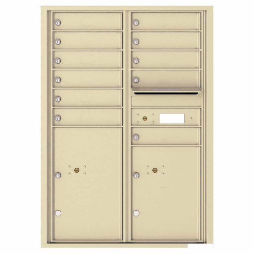 Florence Versatile Front Loading 4C Commercial Mailbox with 11 Tenant Compartments and 2 Parcel Lockers 4C12D-11 Sandstone