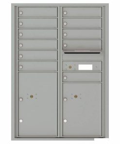 Florence Versatile Front Loading 4C Commercial Mailbox with 11 Tenant Compartments and 2 Parcel Lockers 4C12D-11 Silver Speck