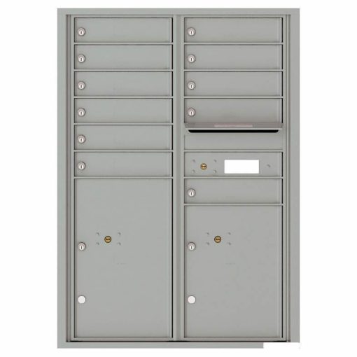 Florence Versatile Front Loading 4C Commercial Mailbox with 11 Tenant Compartments and 2 Parcel Lockers 4C12D-11 Silver Speck