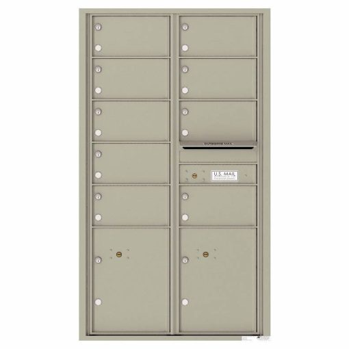 Florence Versatile Front Loading 4C Commercial Mailbox with 9 tenant Doors and 2 Parcel Locker 4C15D-09 Postal Grey