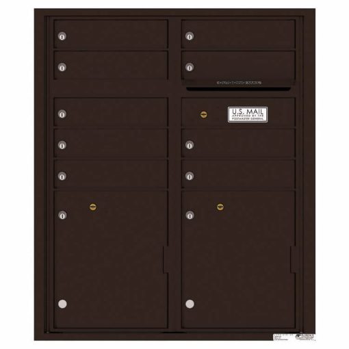 Florence Versatile Front Loading 4C Commercial Mailbox with 9 tenant Doors and 2 Parcel Lockers 4CADD-9 Dark Bronze