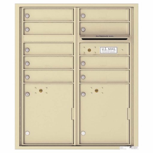Florence Versatile Front Loading 4C Commercial Mailbox with 9 tenant Doors and 2 Parcel Lockers 4CADD-9 Sandstone