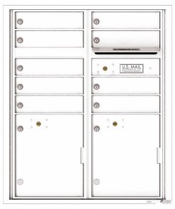 Florence Versatile Front Loading 4C Commercial Mailbox with 9 tenant Doors and 2 Parcel Lockers 4CADD-9 White
