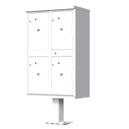 4 – Door Florence Outdoor Parcel Locker with Pedestal white