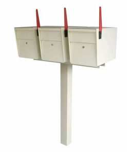 3 Mail Boss High Security Mailboxes with Post White