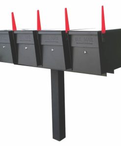 4 Mail Boss High Security Mailboxes with Post Black Flag Up
