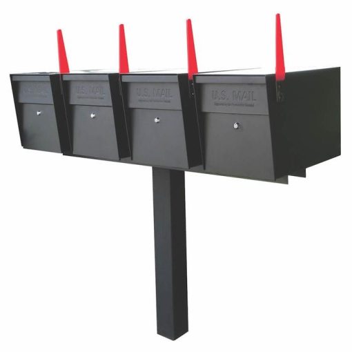 4 Mail Boss High Security Mailboxes with Post Black Flag Up
