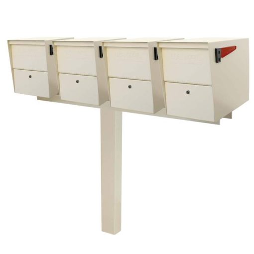 4 Mail Boss High Security Mailboxes with Post White Flag Down