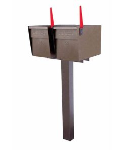 Double Mailboss High Security Mailbox with Post Bronze