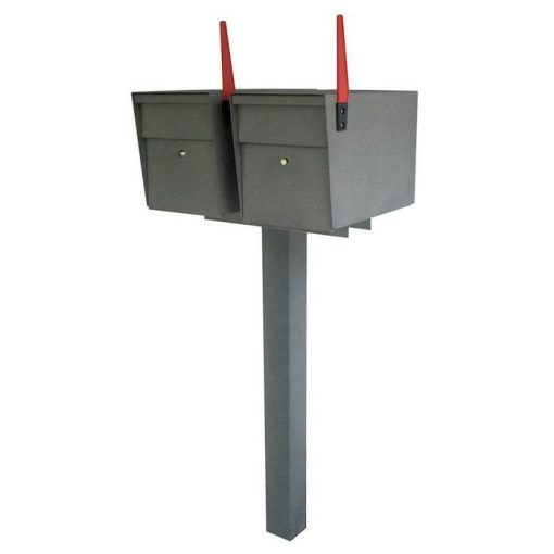 Double Mailboss High Security Mailbox with Post Granite